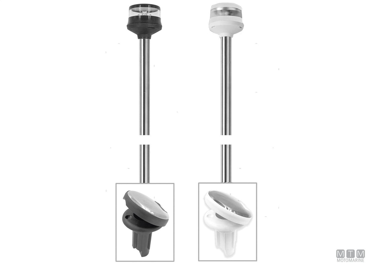 FANALE DI VIA LED 360 BIANCO SU ASTA BASE INCLINATA CORPO NERO H100CM