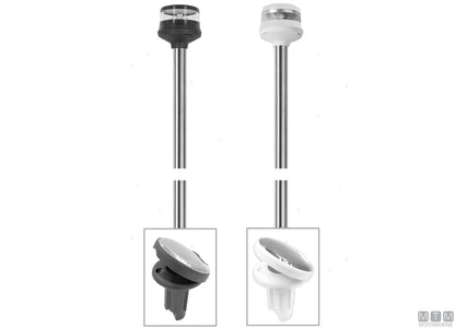 FANALE DI VIA LED 360 BIANCO SU ASTA BASE INCLINATA CORPO NERO H100CM