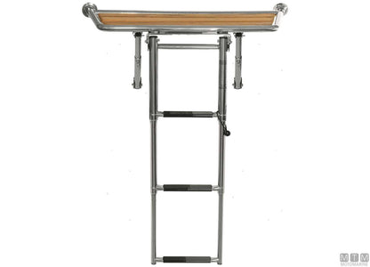 PLANCIA 78X40CM CON SCALETTA 3 GRADINI ACCIAIO INOX E TEAK