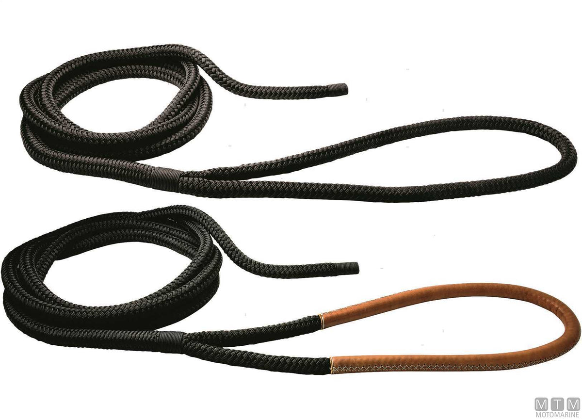 TRECCIA ORMEGGIO NERA CON GASSA CUOIO MARRONE 100CM D36MM 20M