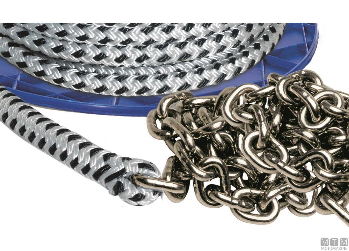 TRECCIA IN POLIESTERE D12.6MM 40M + CATENA INOX D6MM 10M