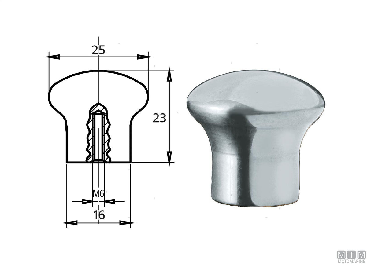 POMOLO D25MM IN OTTONE CROMATO