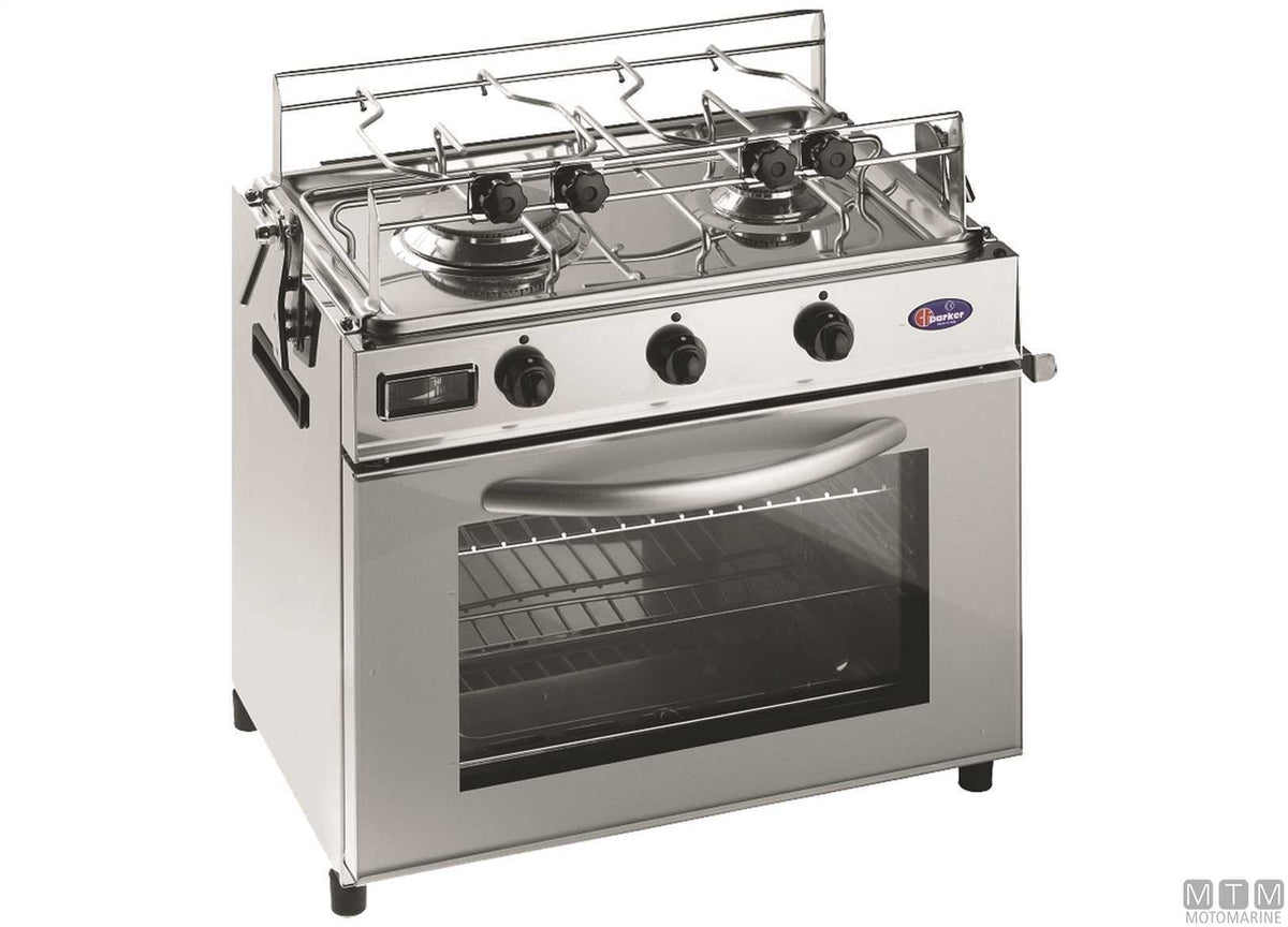 CUCINA A GAS 2 FUOCHI E FORNO PARKER INOX 18/8